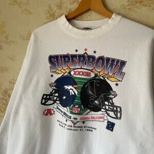 1999 Super Bowl XXXI Denver Broncos vs Atlanta Falcons Crewneck Size XL
